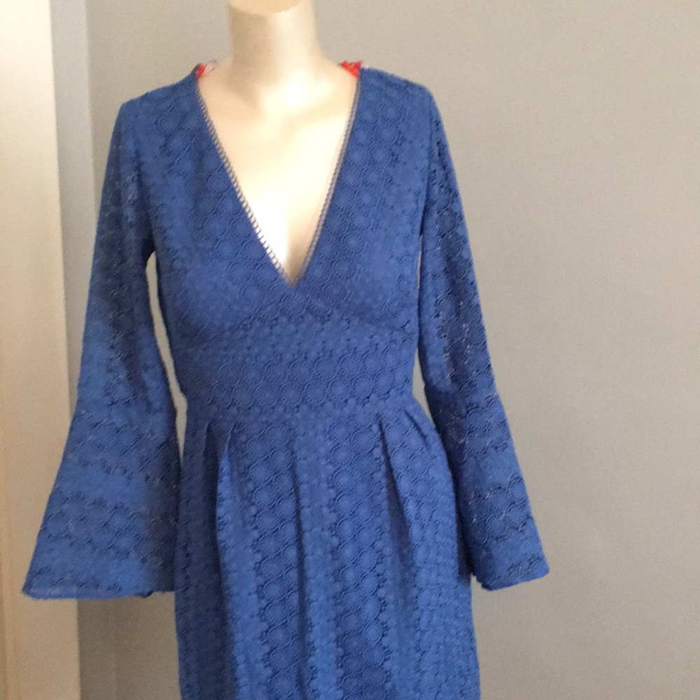 Monique lhullier  blue lace dress.